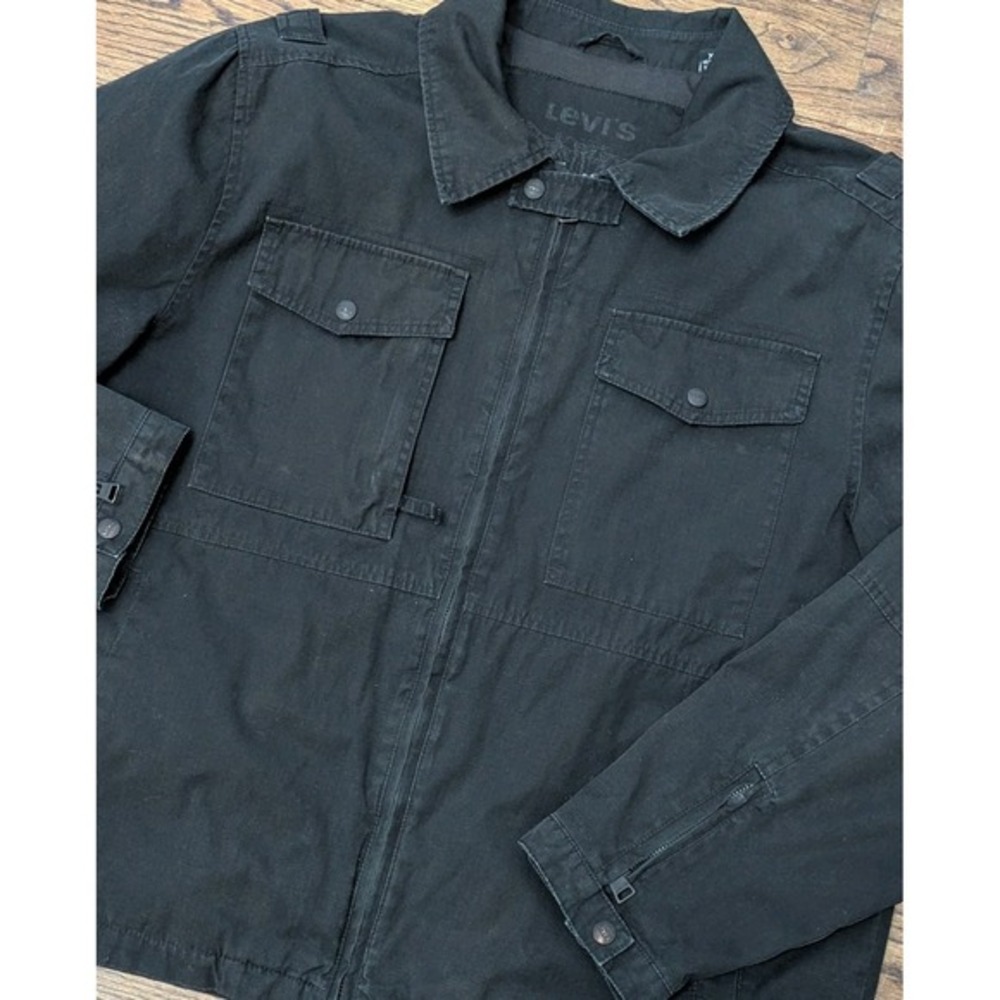 Levi Two Horse Brand Black‎ Canvas Jean Military Trucker Denim Jacket Sz XL